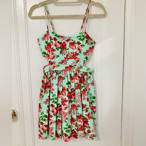 Mint Green Floral Cutout Dress